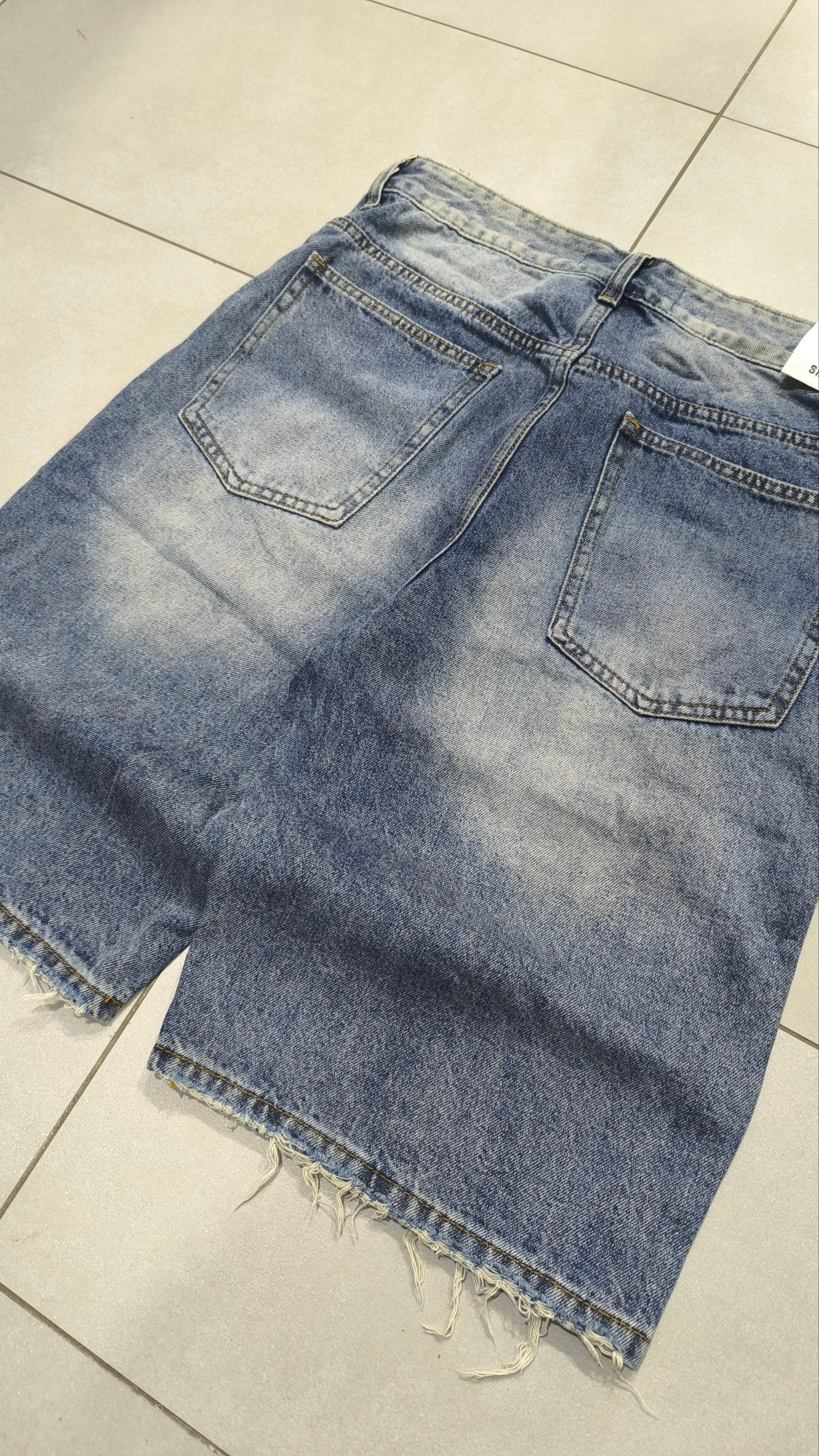 Jorts Leox Denim Blu con Rotture Baggy Embroidered Particular Y2K
