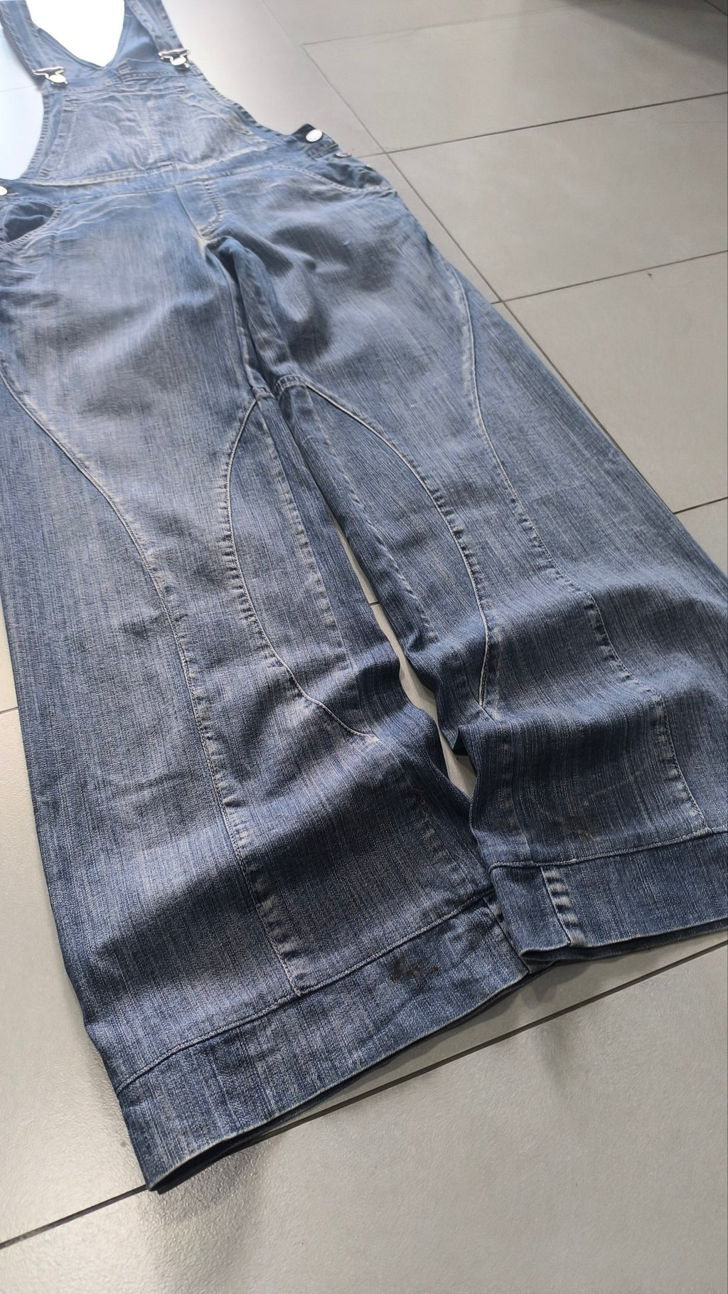 Salopette Jeans Donna Wide Leg Vintage Y2K Denim Baggy (S)