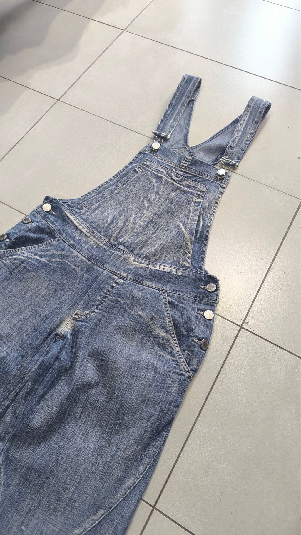 Salopette Jeans Donna Wide Leg Vintage Y2K Denim Baggy (S)