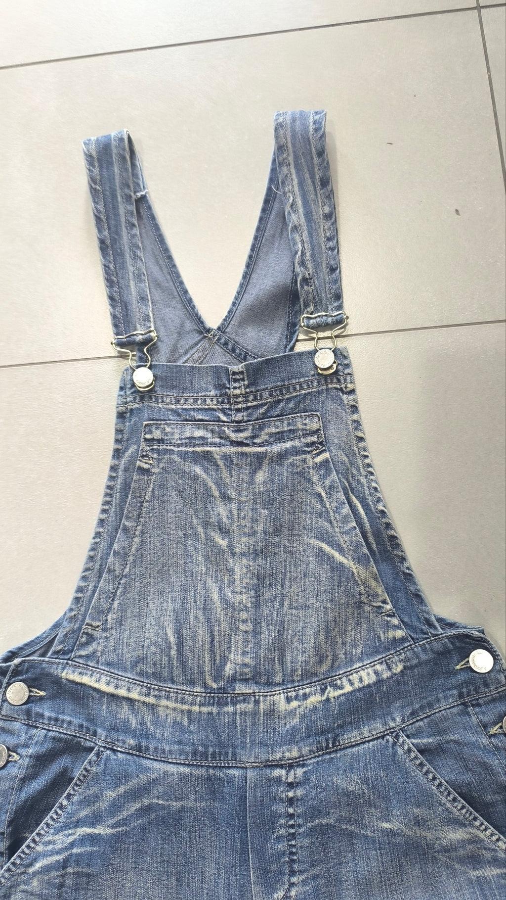 Salopette Jeans Donna Wide Leg Vintage Y2K Denim Baggy (S)