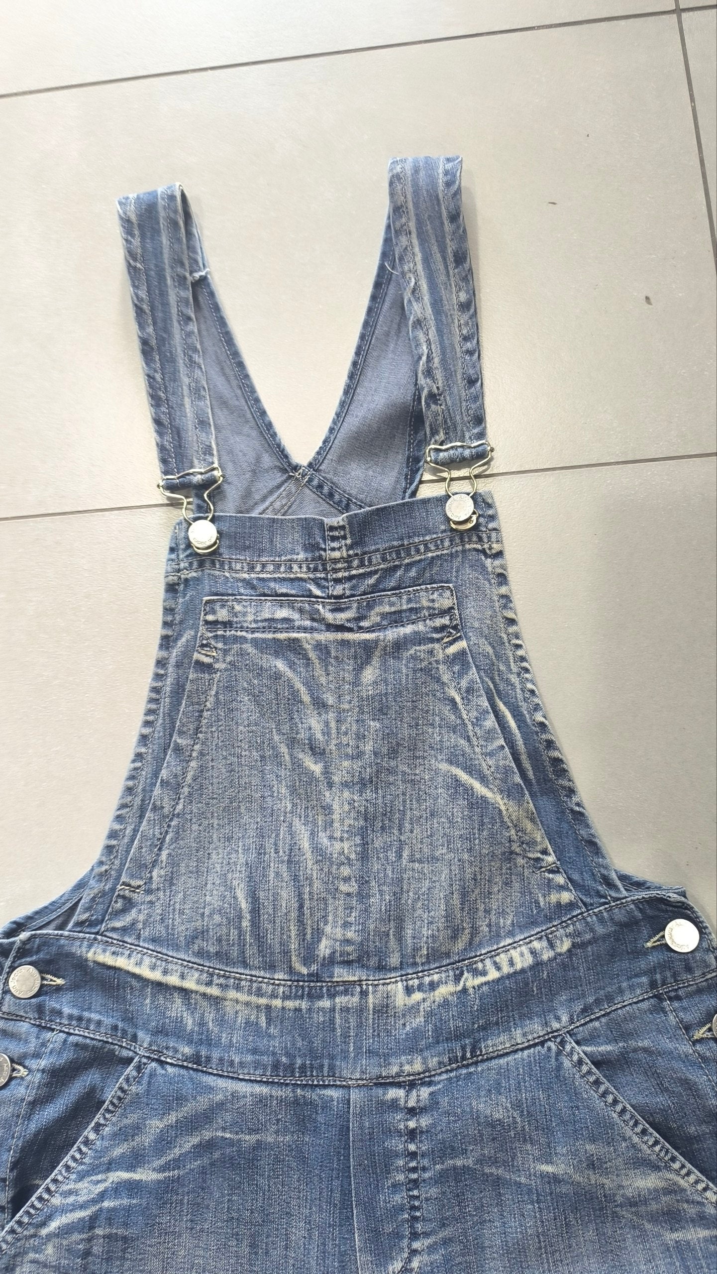 Salopette Jeans Donna Wide Leg Vintage Y2K Denim Baggy (S)