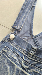 Salopette Jeans Donna Wide Leg Vintage Y2K Denim Baggy (S)