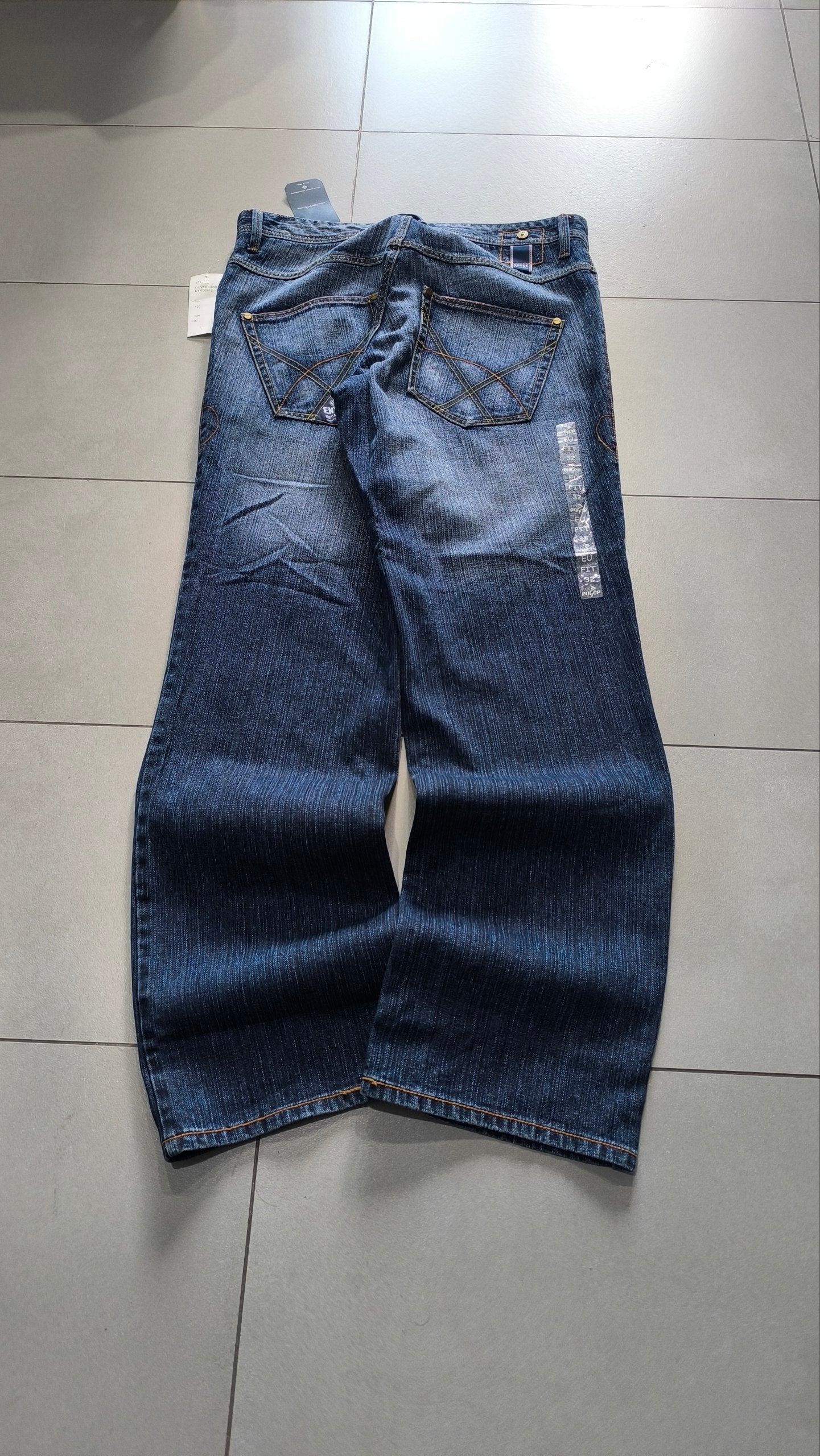 Jeans ENYCE uomo baggy wide leg blu Y2K vintage streetwear