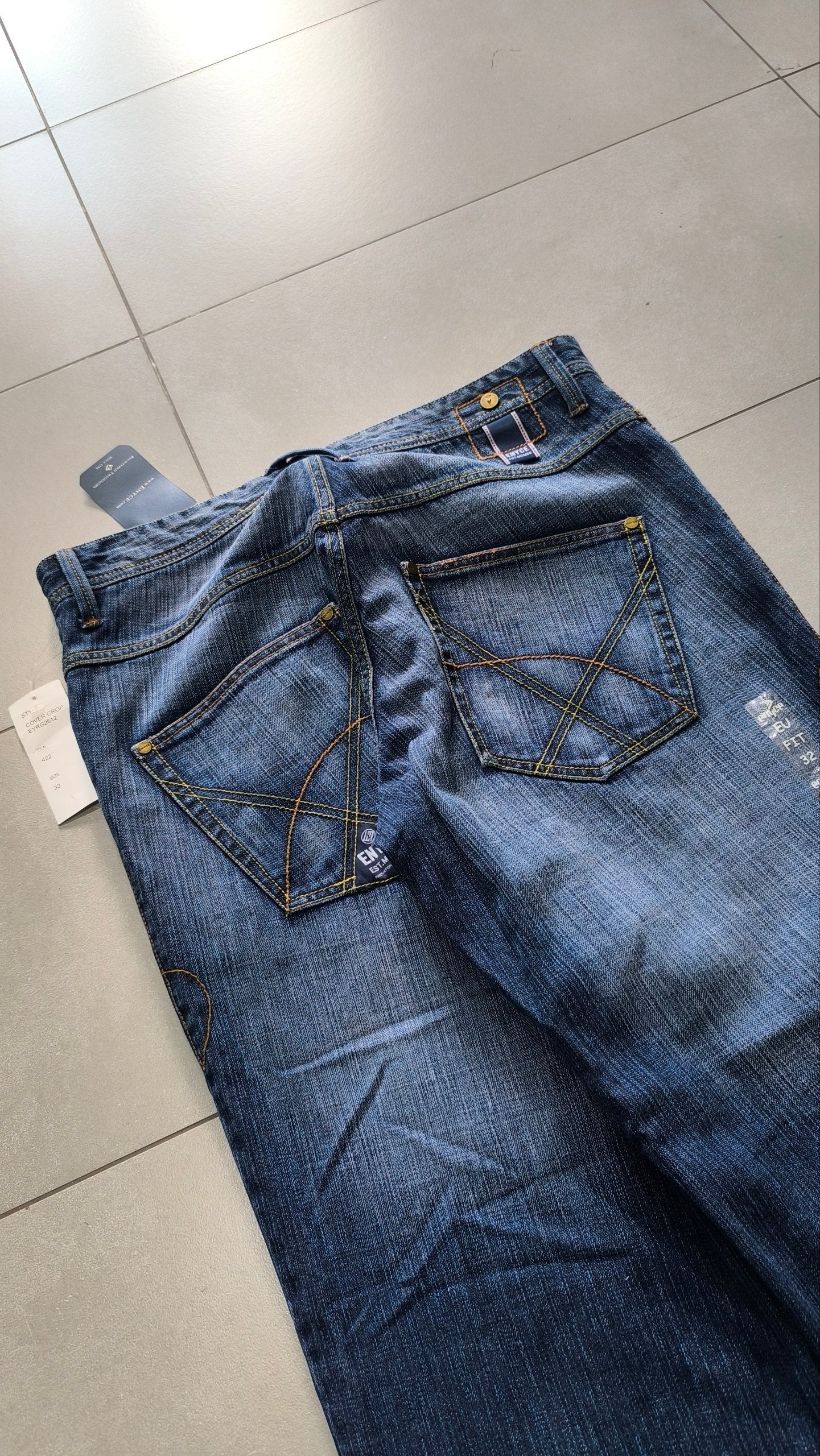 Jeans ENYCE uomo baggy wide leg blu Y2K vintage streetwear