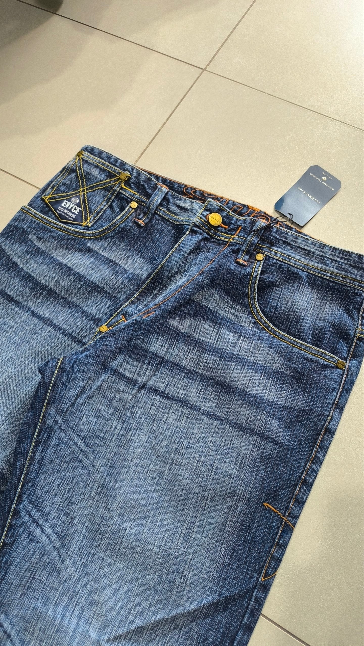 Jeans ENYCE uomo baggy wide leg blu Y2K vintage streetwear