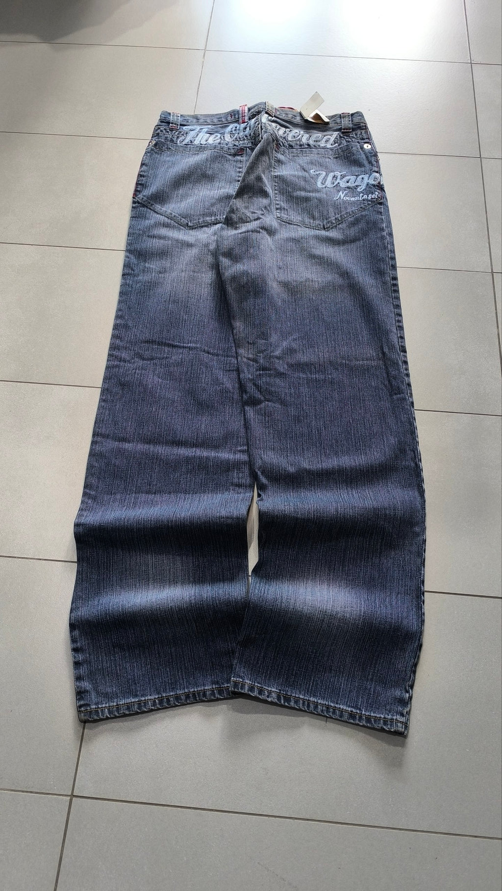 Jeans 96 Novantasei uomo baggy wide leg ricamati Y2K streetwear (L)
