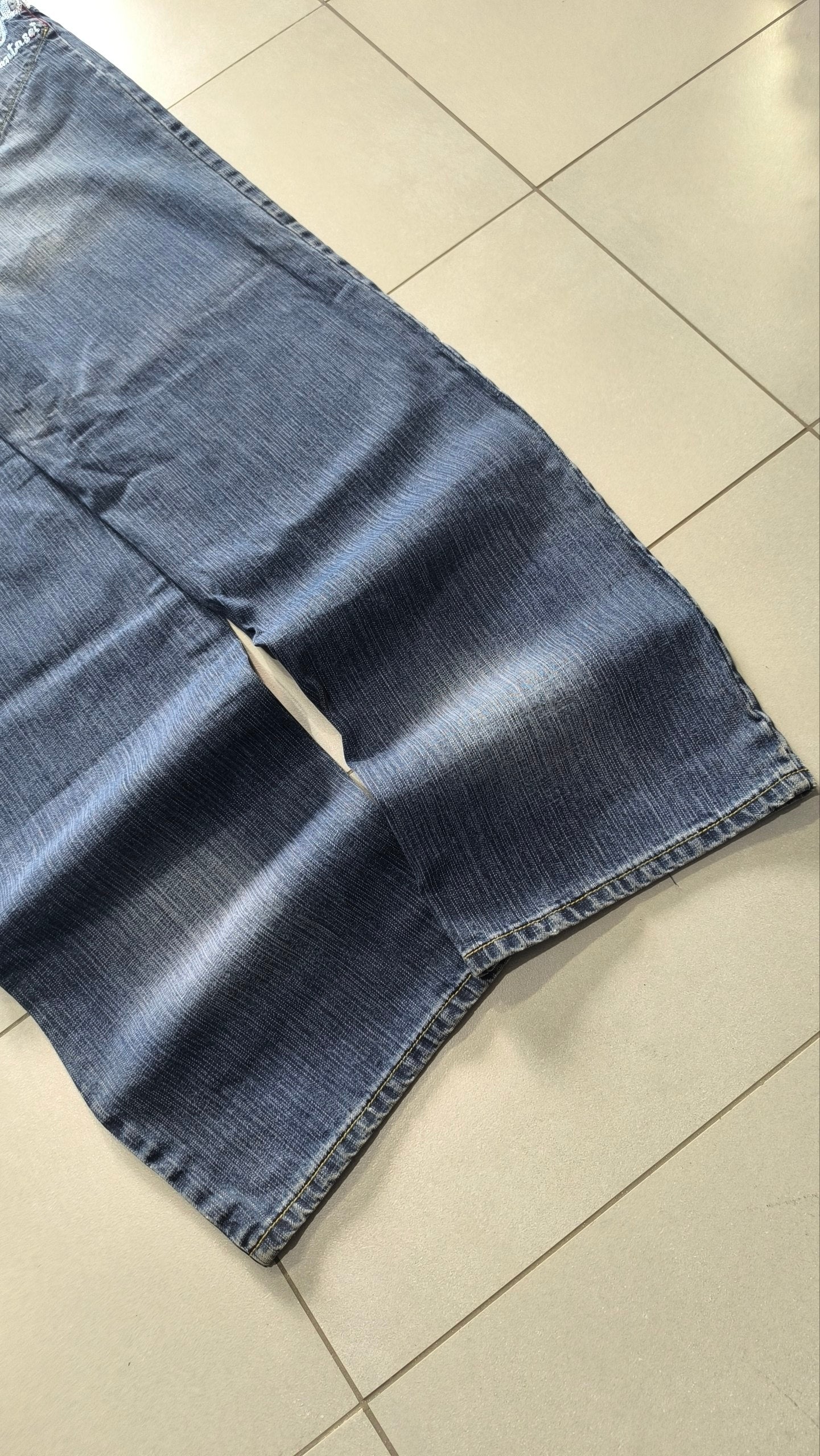 Jeans 96 Novantasei uomo baggy wide leg ricamati Y2K streetwear (L)