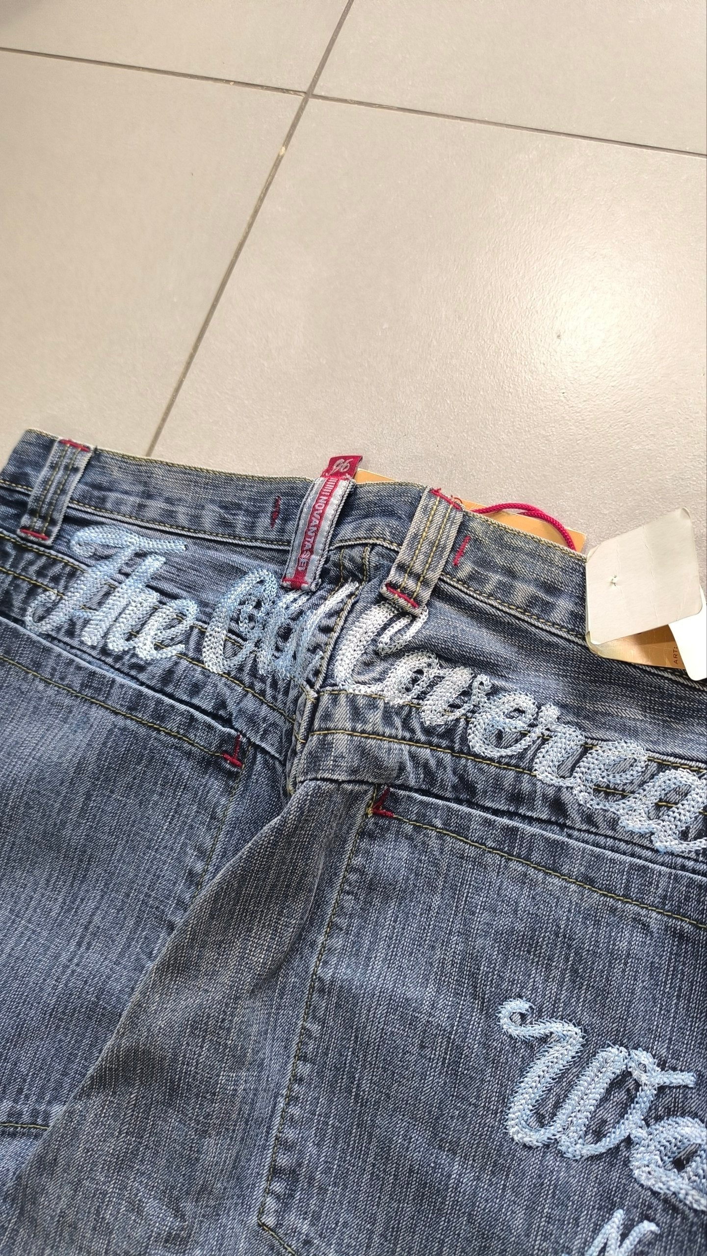 Jeans 96 Novantasei uomo baggy wide leg ricamati Y2K streetwear (L)