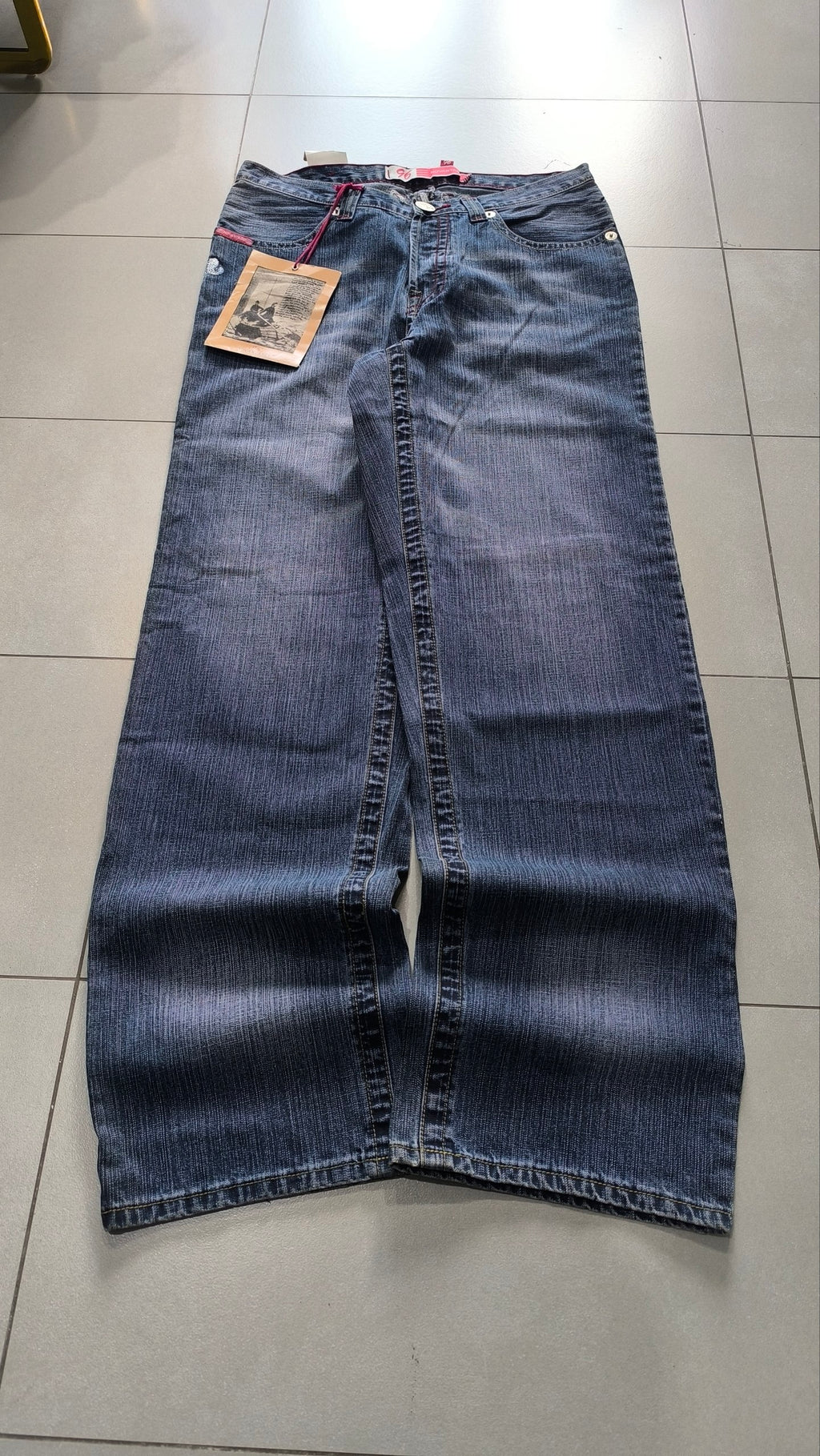 Jeans 96 Novantasei uomo baggy wide leg ricamati Y2K streetwear (L)