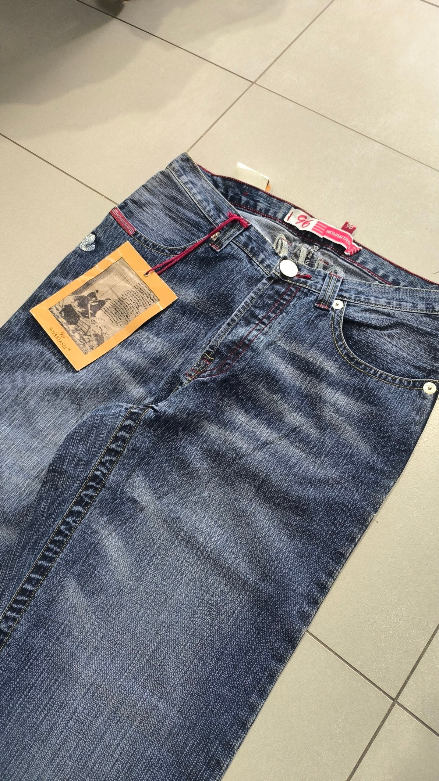 Jeans 96 Novantasei uomo baggy wide leg ricamati Y2K streetwear (L)