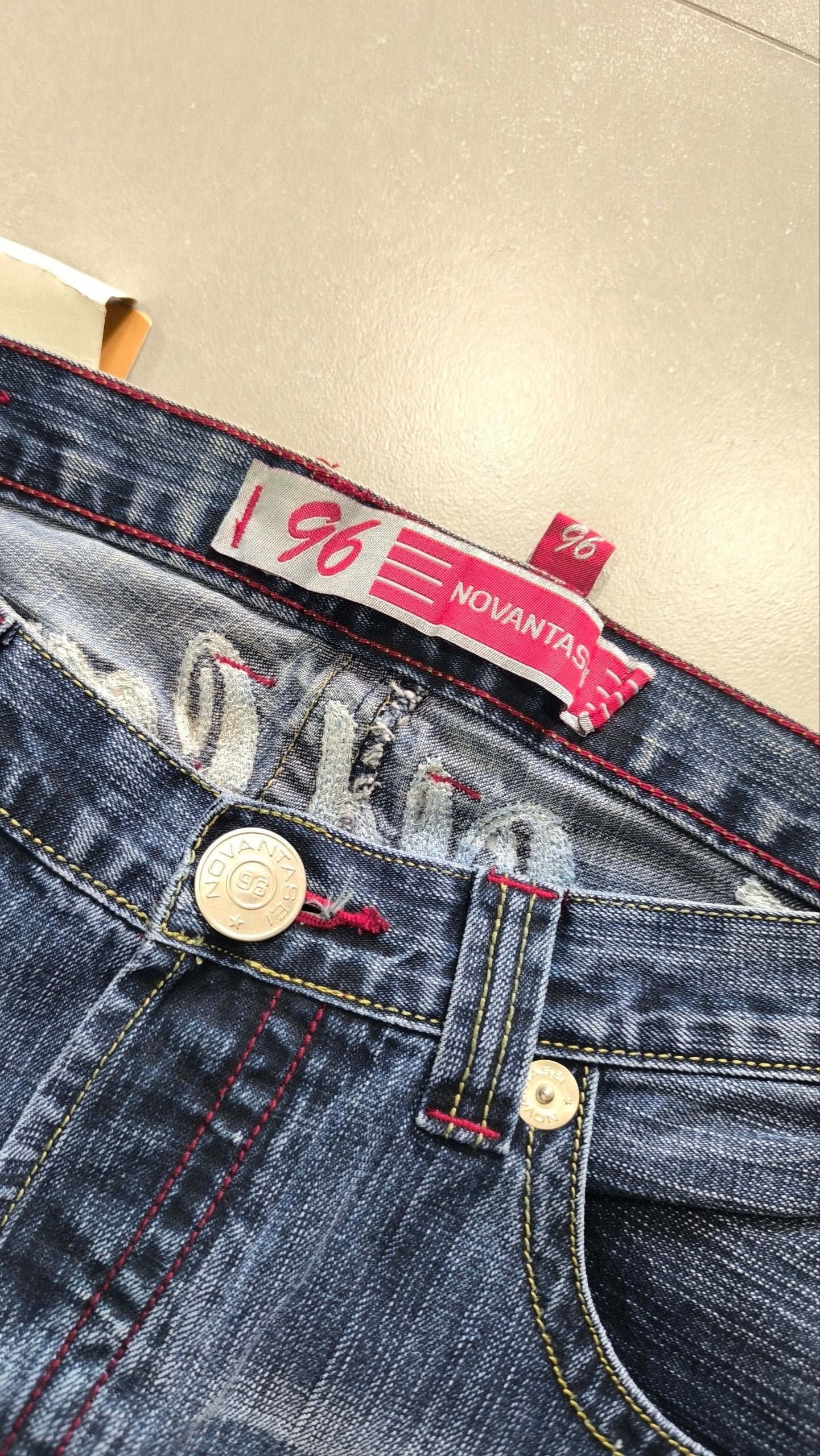 Jeans 96 Novantasei uomo baggy wide leg ricamati Y2K streetwear (L)