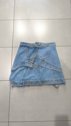 Minigonna jeans donna vintage Y2K denim asimmetrica low waist (S)