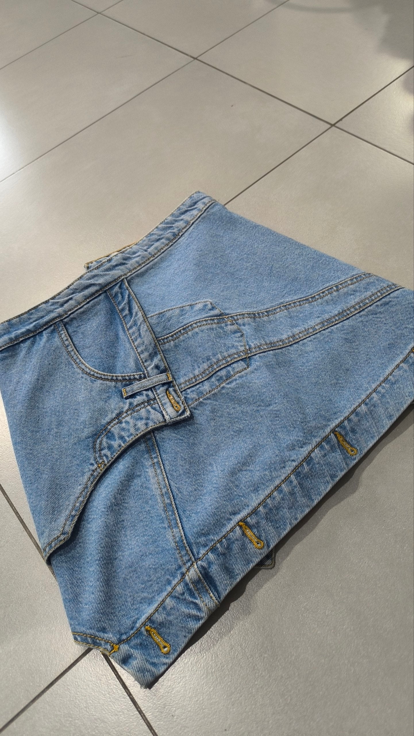 Minigonna jeans donna vintage Y2K denim asimmetrica low waist (S)