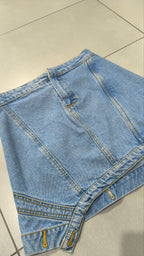 Minigonna jeans donna vintage Y2K denim asimmetrica low waist (S)