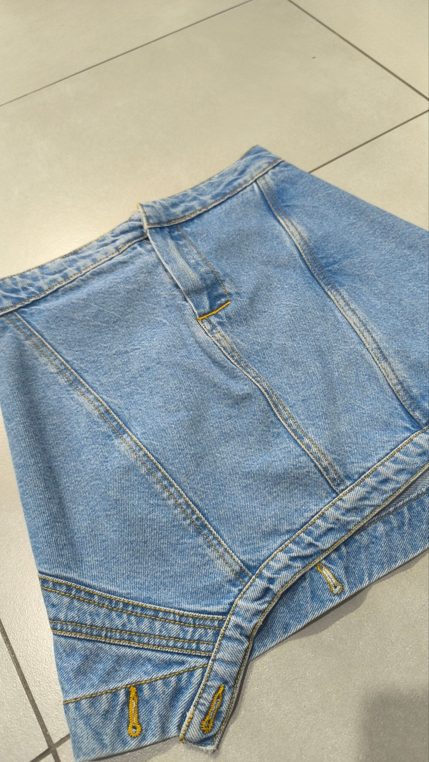 Minigonna jeans donna vintage Y2K denim asimmetrica low waist (S)