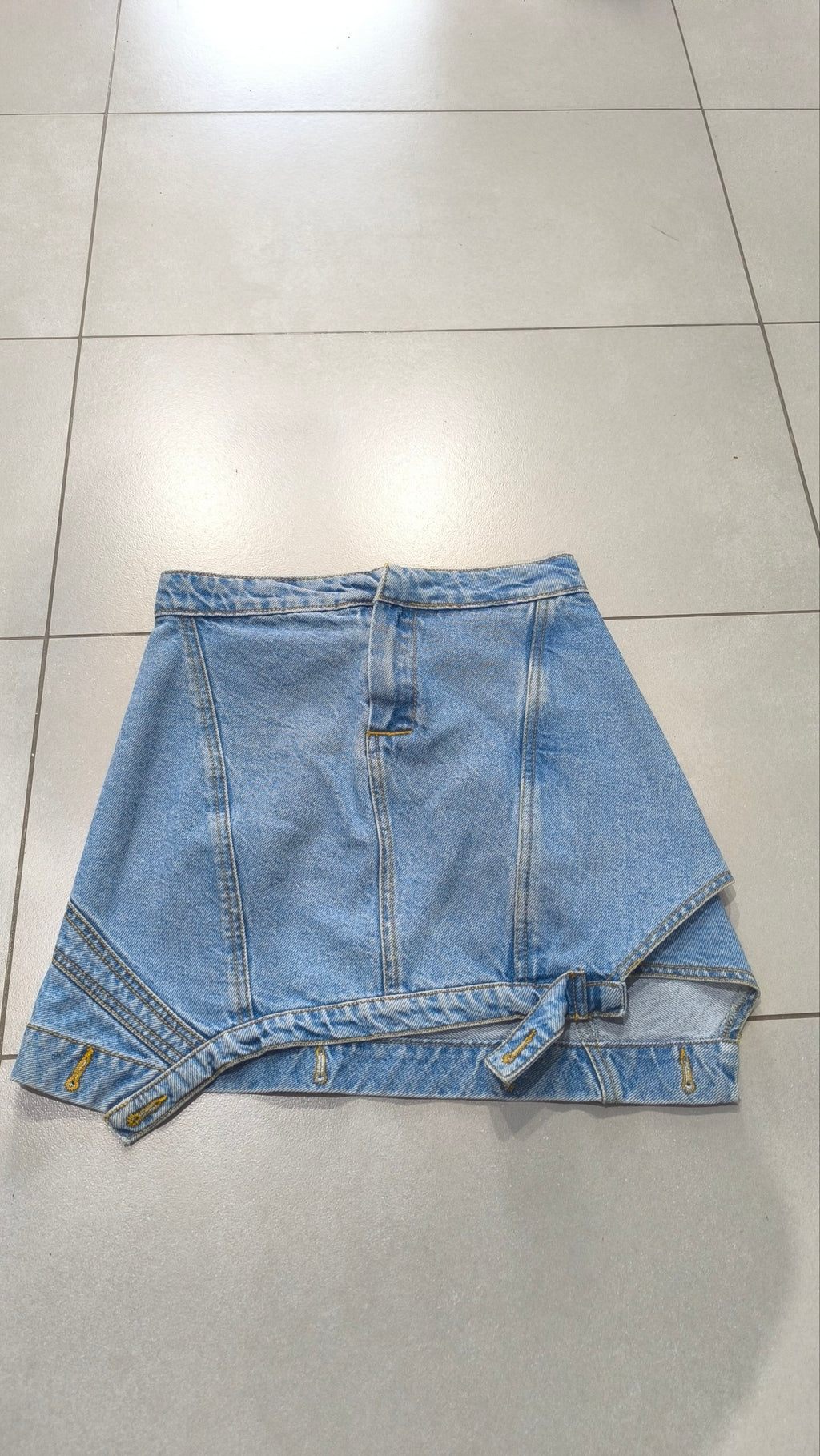 Minigonna jeans donna vintage Y2K denim asimmetrica low waist (S)