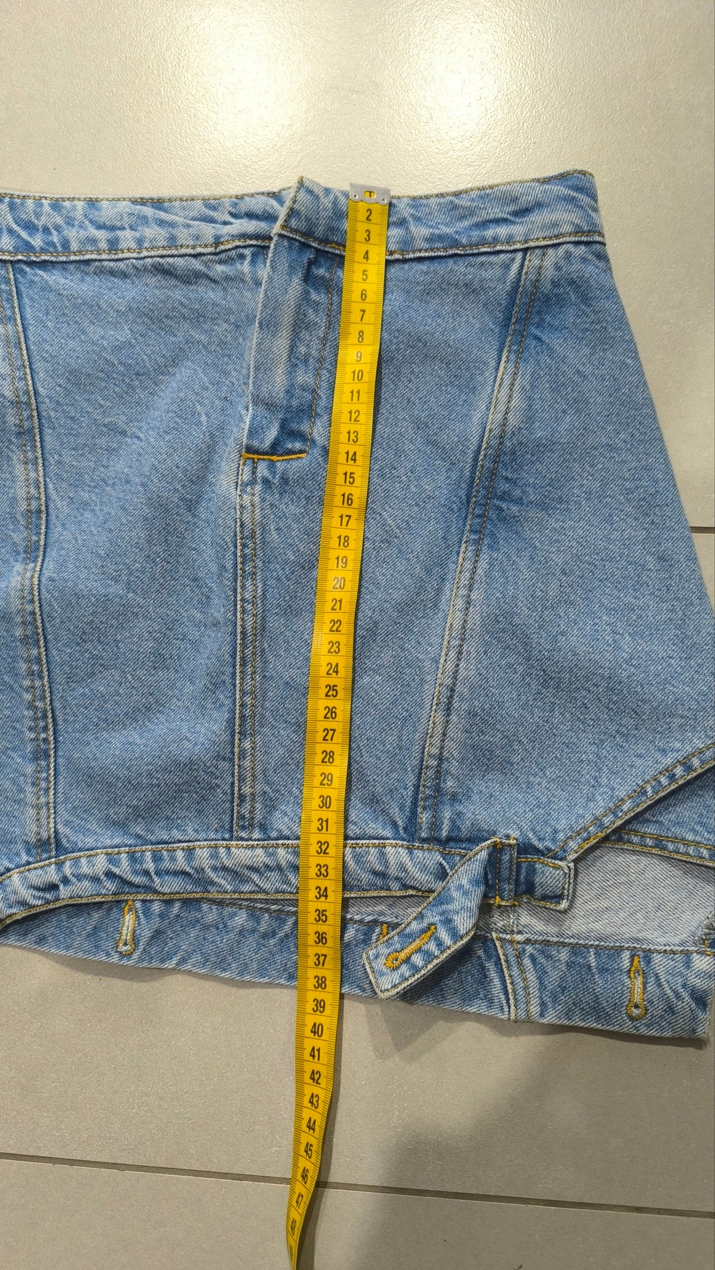 Minigonna jeans donna vintage Y2K denim asimmetrica low waist (S)