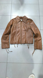 Giacca pelle vera Motivi donna IT42 marrone vintage Y2K Vintage Jacket Real Leather Y2K Vintage
