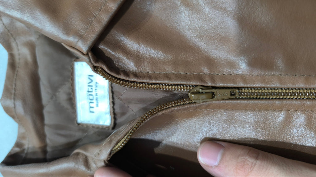 Giacca pelle vera Motivi donna IT42 marrone vintage Y2K Vintage Jacket Real Leather Y2K Vintage