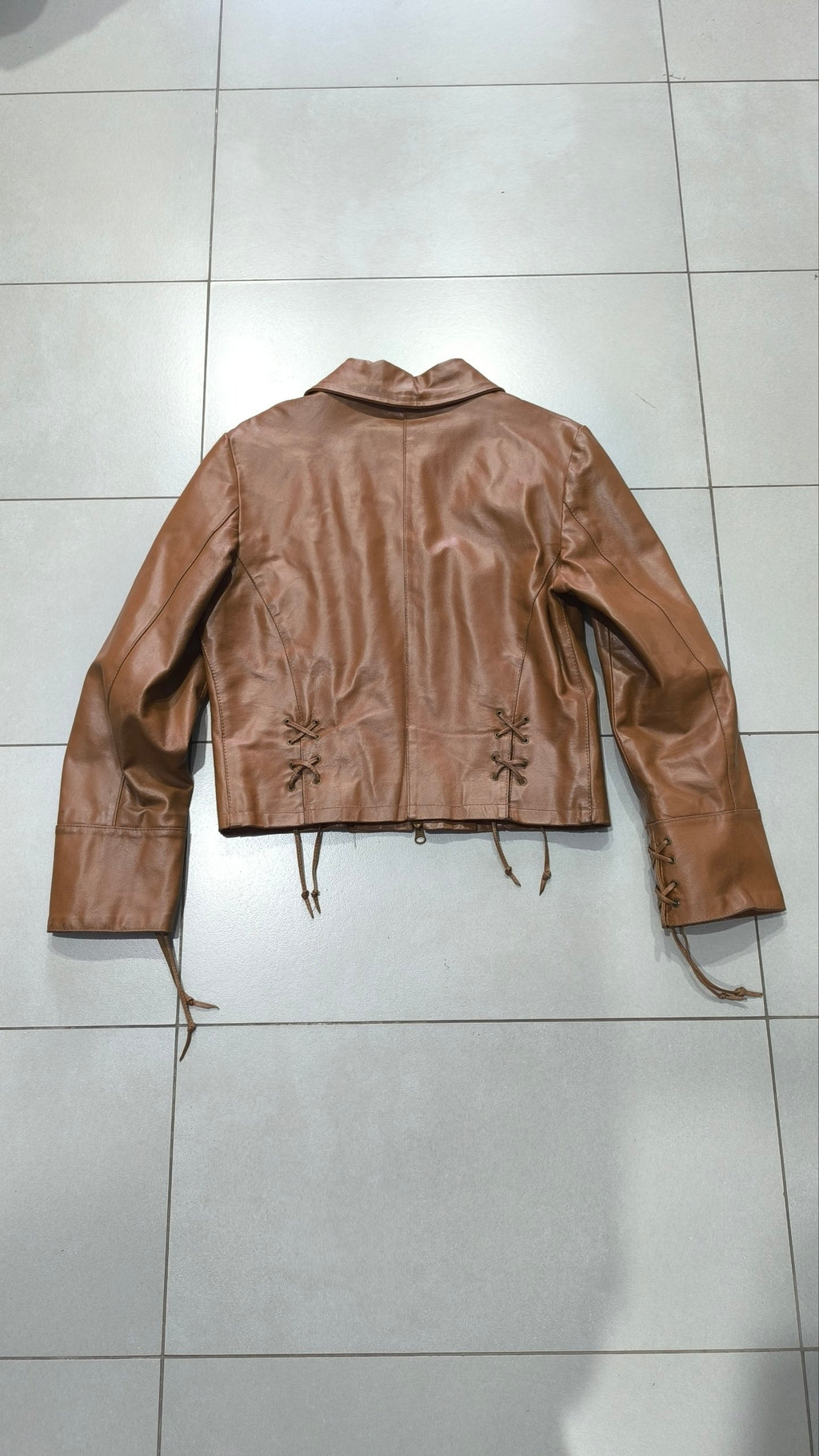 Giacca pelle vera Motivi donna IT42 marrone vintage Y2K Vintage Jacket Real Leather Y2K Vintage
