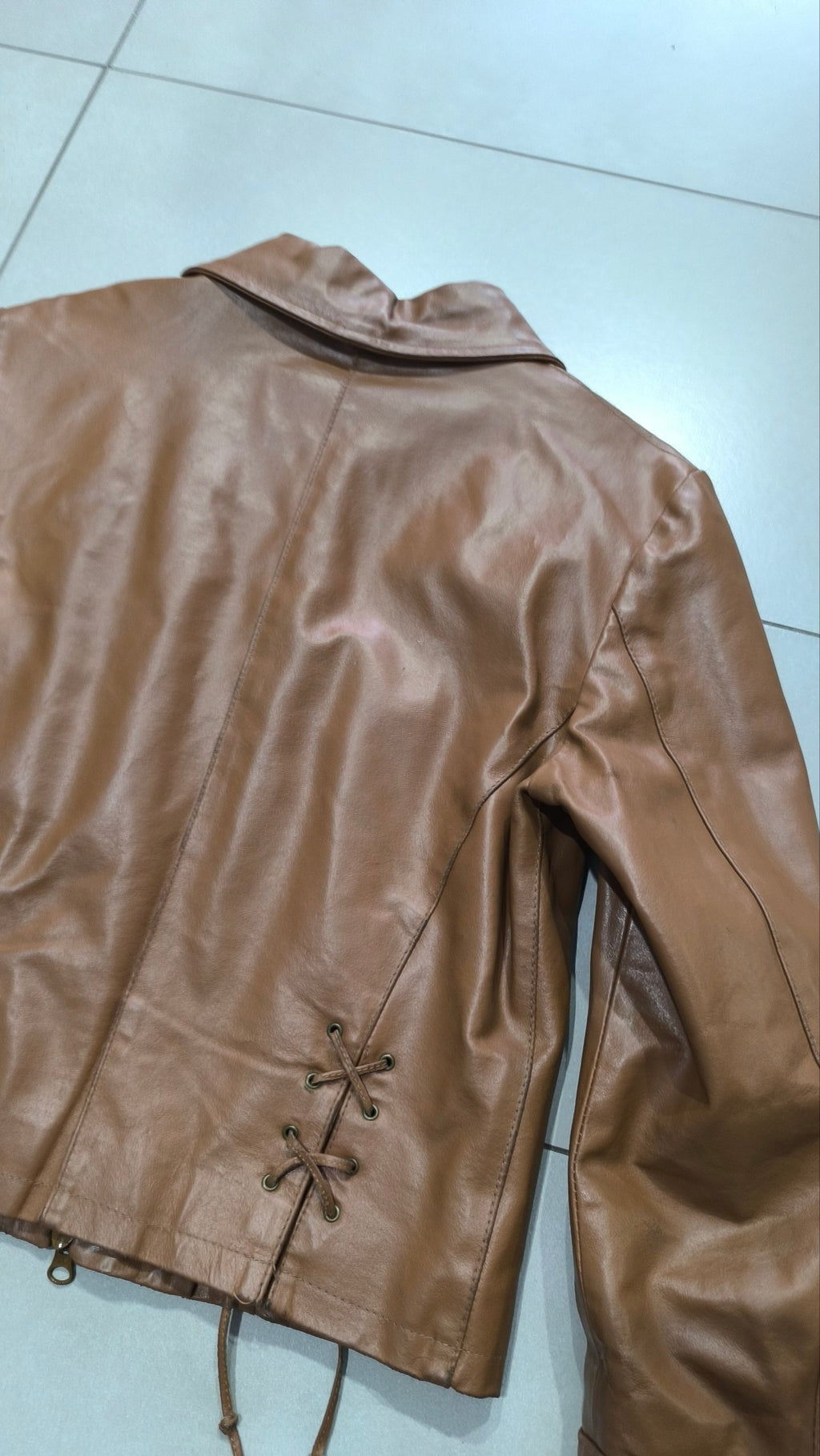 Giacca pelle vera Motivi donna IT42 marrone vintage Y2K Vintage Jacket Real Leather Y2K Vintage