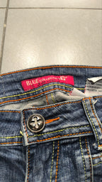 Denim Jeans Vintage Y2K Bootcut Flare Fit Low Waist Embroidered Particular (XS)