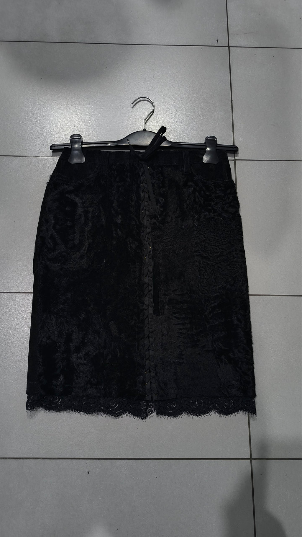 Gonna D&G Velluto a coste Inserti in pelliccia sintetica Vintage Y2K (42)