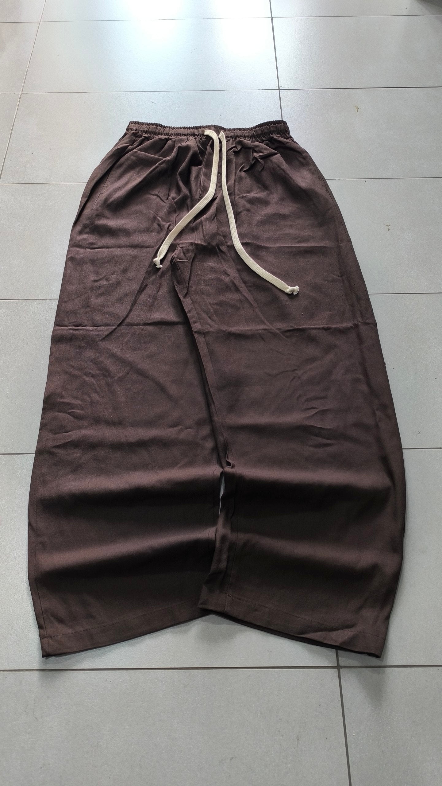 Pantaloni Uomo Lino Baggy Wide Leg Oversize Relaxed Fit