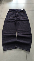 Raw Denim Jeans Dark Blue Super Baggy Balloon Vintage Y2K Particulare Hip-Hop