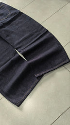 Raw Denim Jeans Dark Blue Super Baggy Balloon Vintage Y2K Particulare Hip-Hop