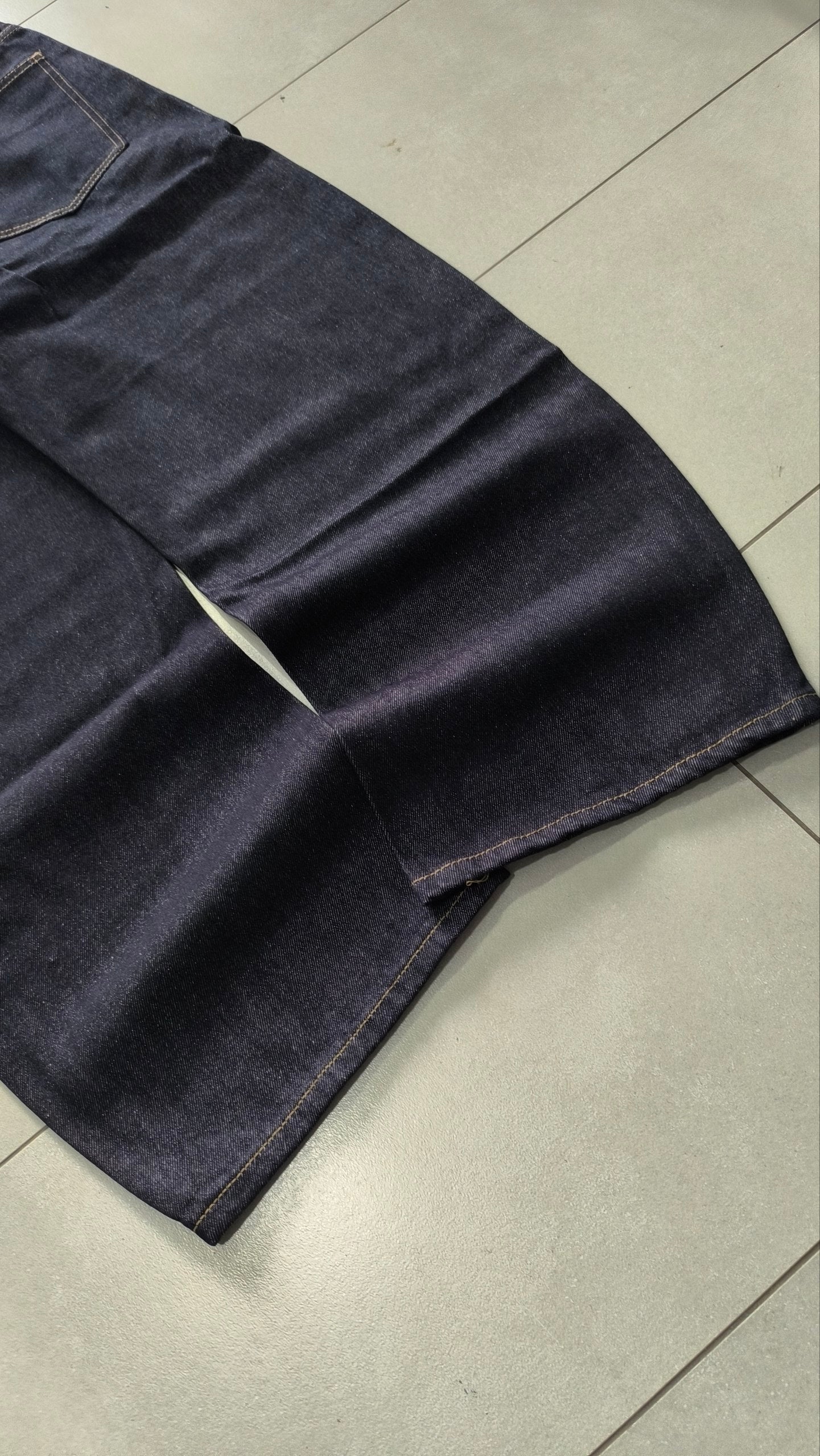 Raw Denim Jeans Dark Blue Super Baggy Balloon Vintage Y2K Particulare Hip-Hop