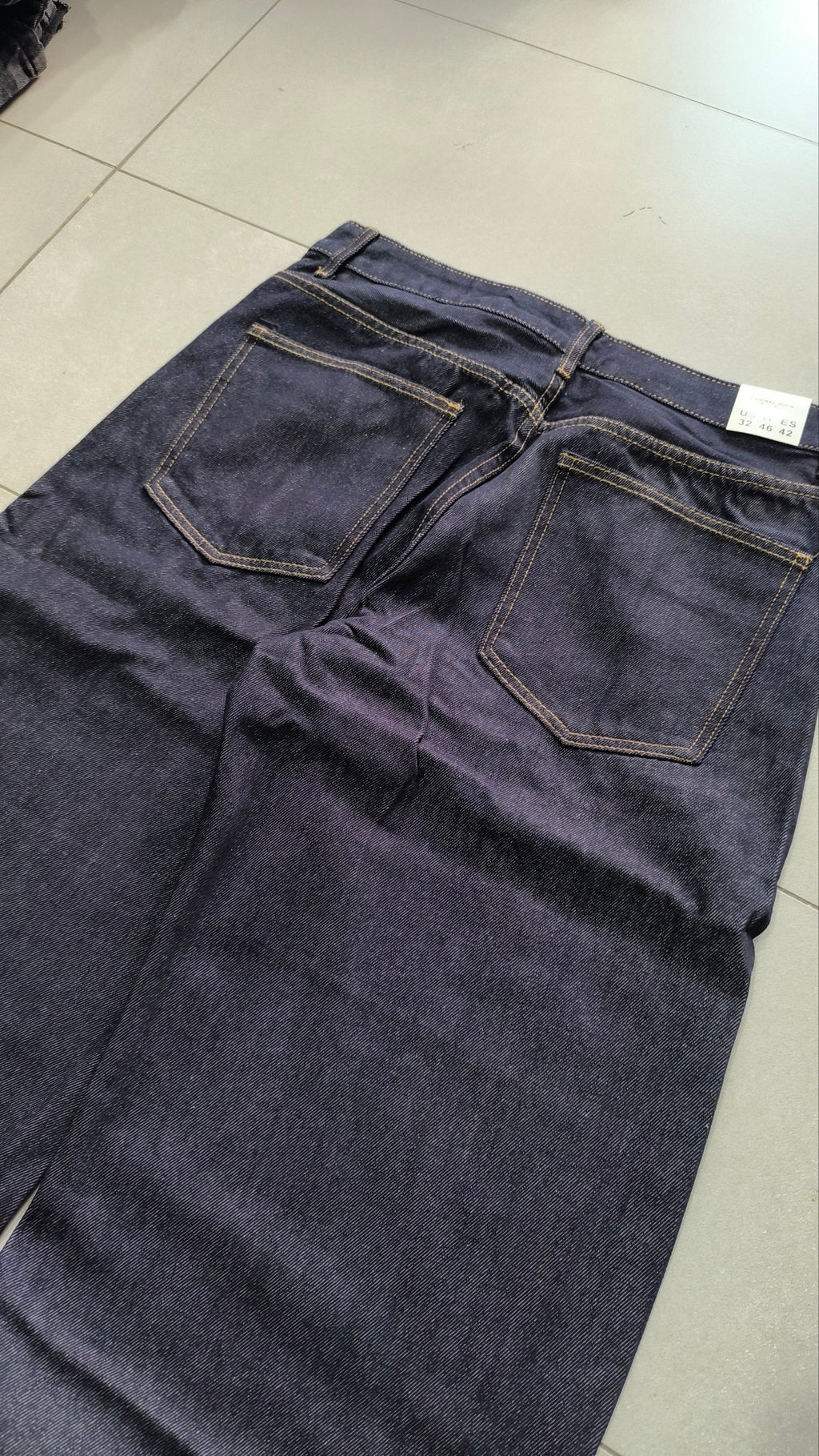 Raw Denim Jeans Dark Blue Super Baggy Balloon Vintage Y2K Particulare Hip-Hop