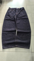 Raw Denim Jeans Dark Blue Super Baggy Balloon Vintage Y2K Particulare Hip-Hop