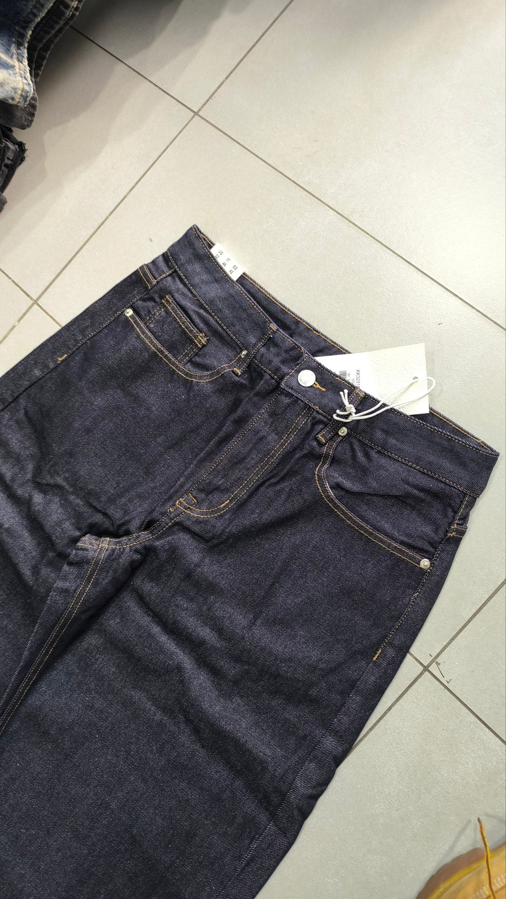 Raw Denim Jeans Dark Blue Super Baggy Balloon Vintage Y2K Particulare Hip-Hop
