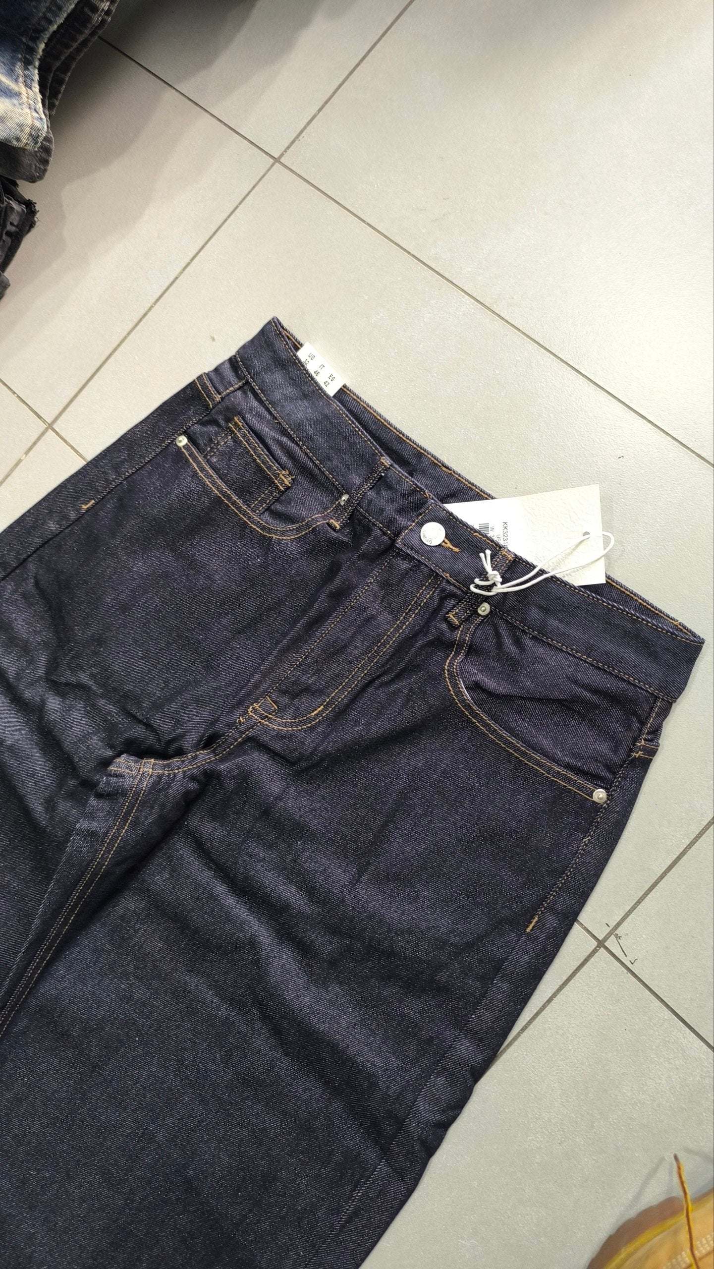 Raw Denim Jeans Dark Blue Super Baggy Balloon Vintage Y2K Particulare Hip-Hop
