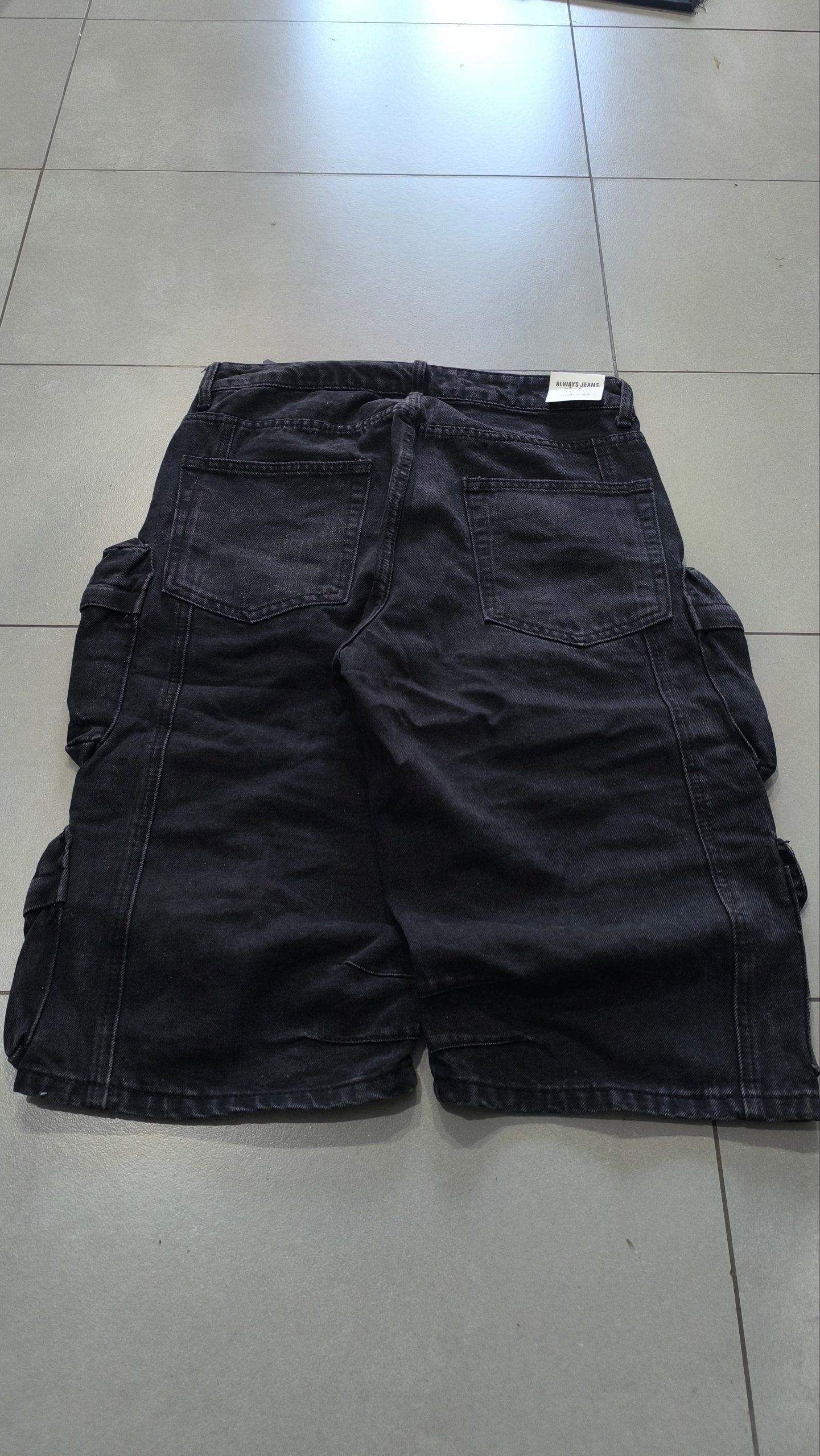 Completo Denim Nero Y2K Cargo Utility Smanicato + Jorts Baggy Hip Hop Streetwear