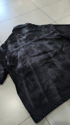 Giacca Camicia Nera Y2K Effetto Washed Spalmato Oversize Boxy Streetwear Uomo