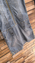 Vestito jeans donna M smanicato con zip – mini abito denim aderente
