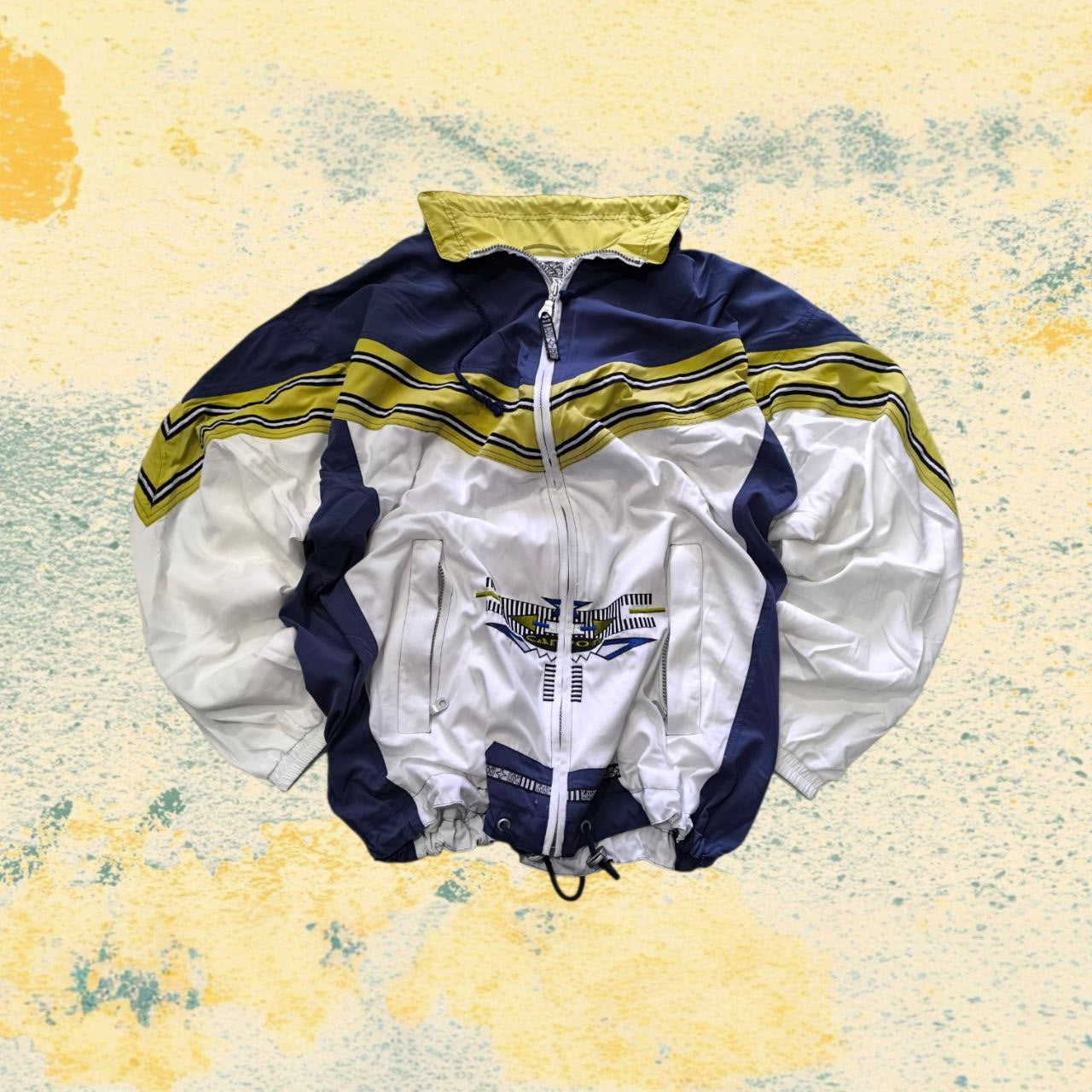 Vintage TrackJacket Canyon Geometrical Shape 80s 90s Boxy Fit Oversize Embroidered (L)