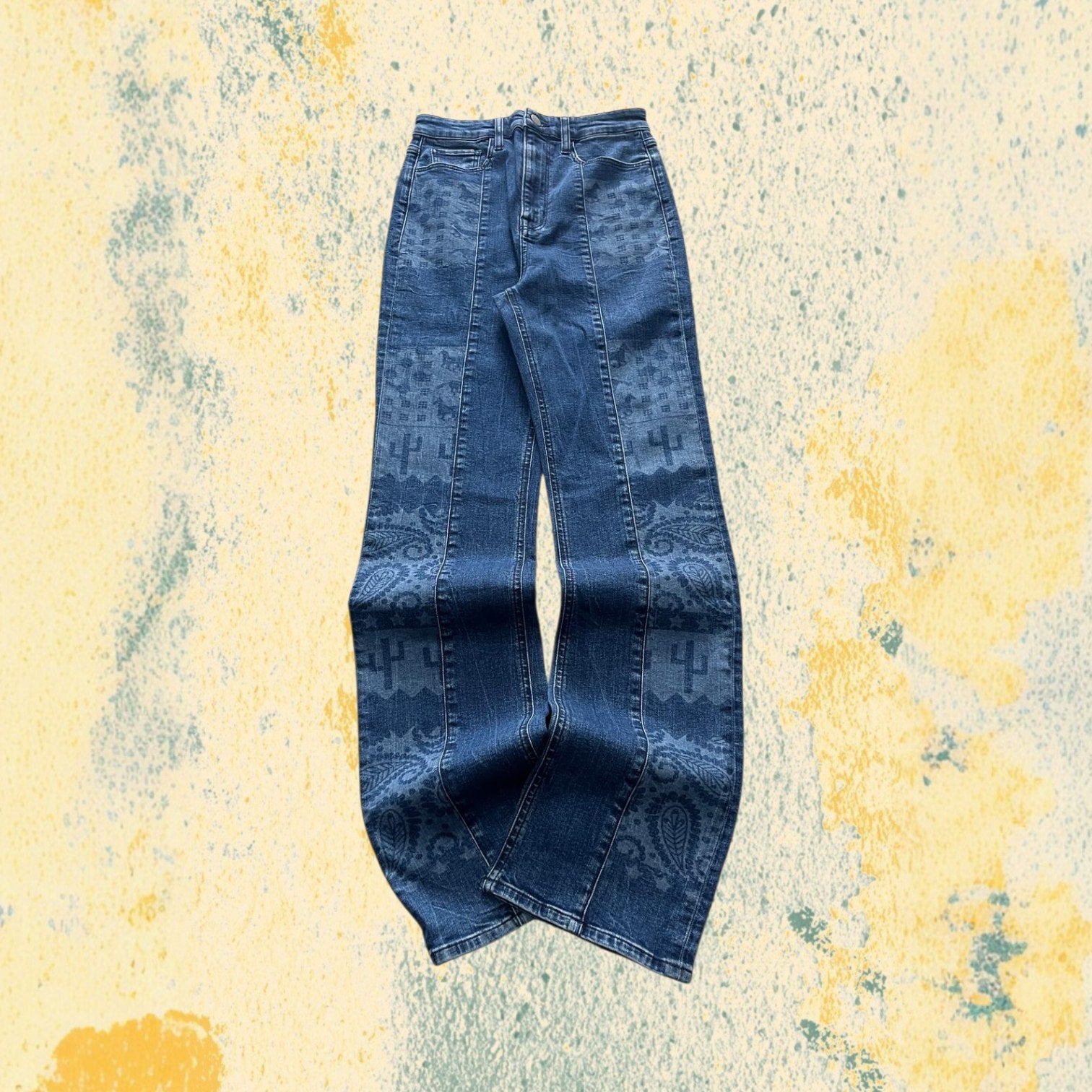 Denim Jeans Straight / Flared Fit Japan Style Printed (XXS)