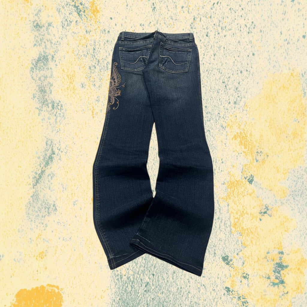 Denim Jeans Embroidered Particular Bootcut Flared Jeans Y2K (XS)