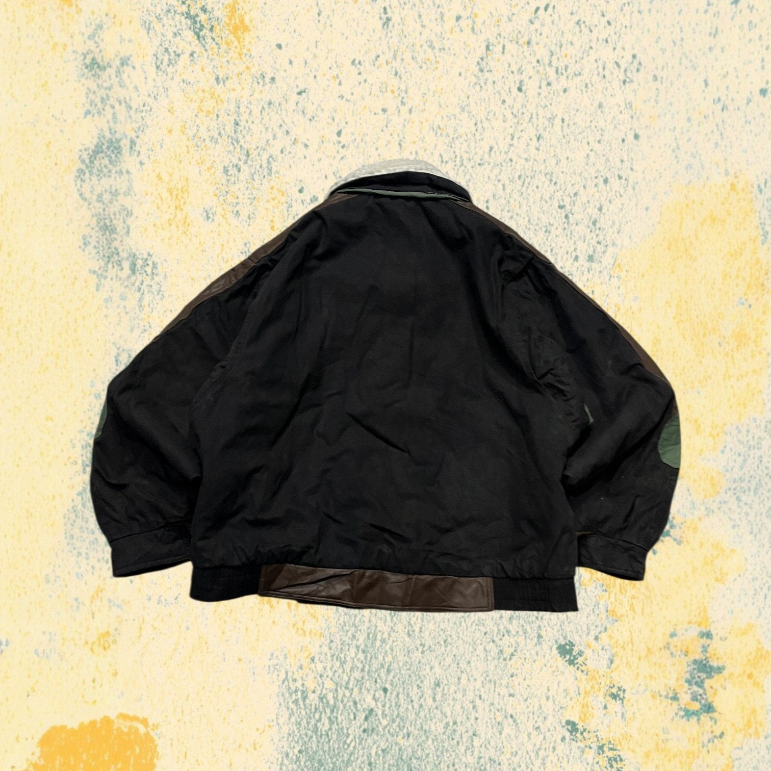 Bomber Vintage Y2K Heavy Leather Jacket Con Pelliccia MultiColor (M)