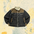 Bomber Vintage Y2K Heavy Leather Jacket Con Pelliccia Grey / Beige (L)
