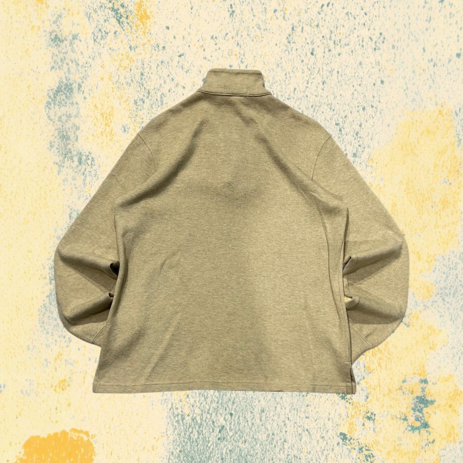 Ralph Lauren 1/4 Zip Sweater - Maglione Ralph Lauren Mezza Zip Dolcevita Beige (M)