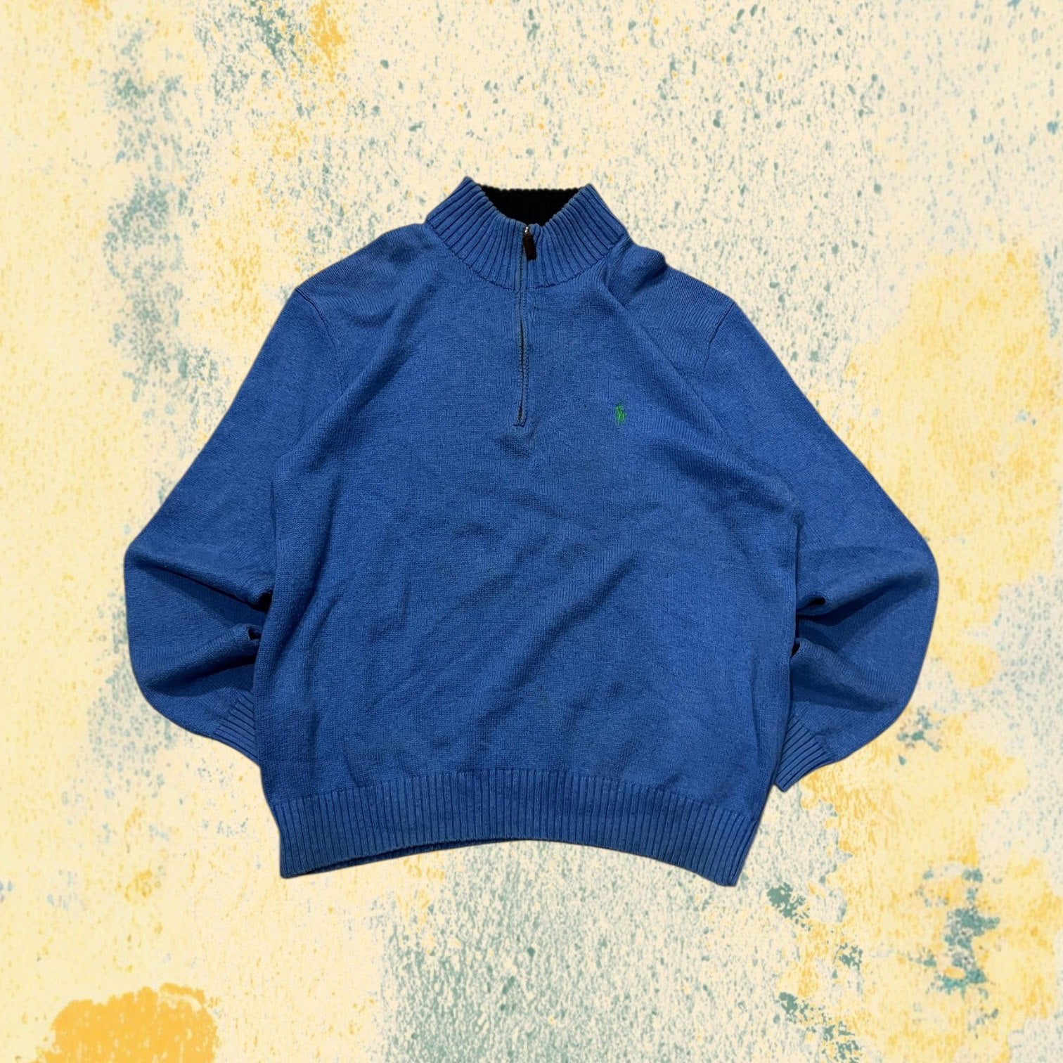 Ralph Lauren 1/4 Zip Sweater - Maglione Ralph Lauren Mezza Zip Dolcevita Blu (M)