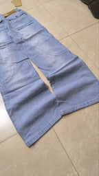 Denim Jeans Light Blue Super Baggy Fit Flare Bootcut Low Waist Particular Vintage Y2K