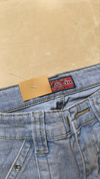 Denim Jeans Light Blue Super Baggy Fit Flare Bootcut Low Waist Particular Vintage Y2K