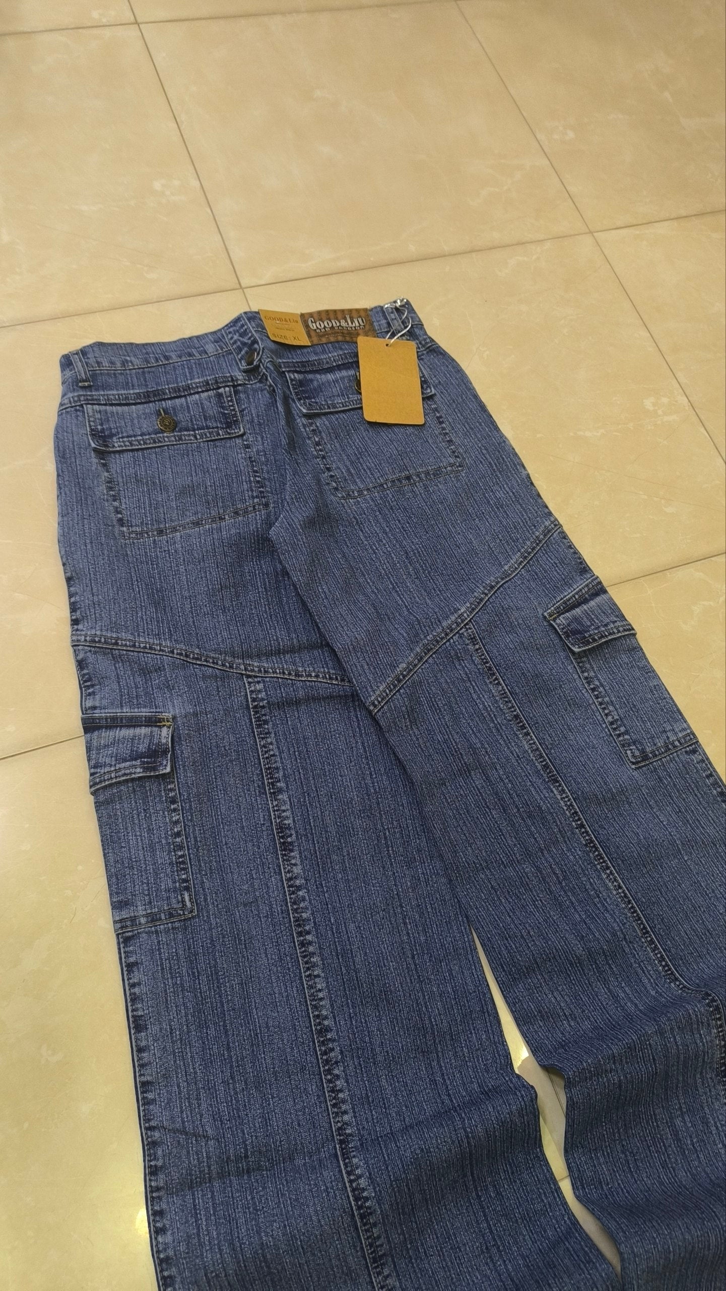 Denim Jeans Vintage Y2K Good & Liu Blu Baggy Fit Low Waist Flare