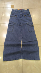 Denim Jeans Vintage Y2K Good & Liu Blu Baggy Fit Low Waist Flare