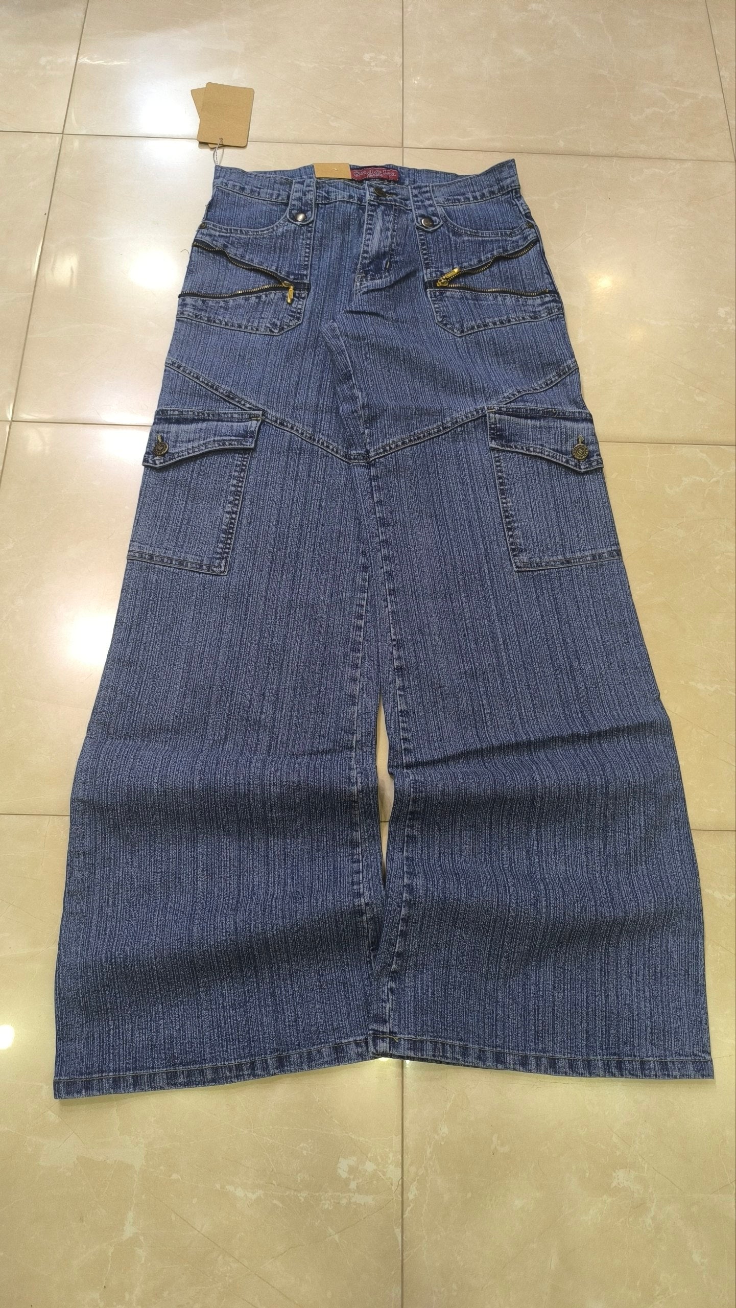 Denim Jeans Vintage Y2K Good & Liu Blu Baggy Fit Low Waist Flare